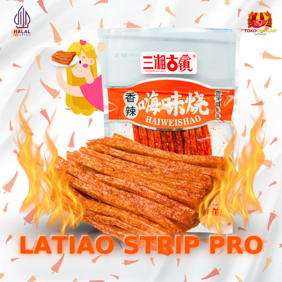 

[SPICY SNACK] LATIAO Strip Pro 1 Pcs | GLUTEN VEGETARIAN HALAL | PEDAS Makanan Keripik Food