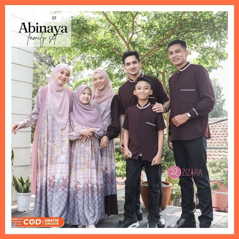 Baju Sarimbit Keluarga Muslim 2024 Abinaya Family Set Zizara