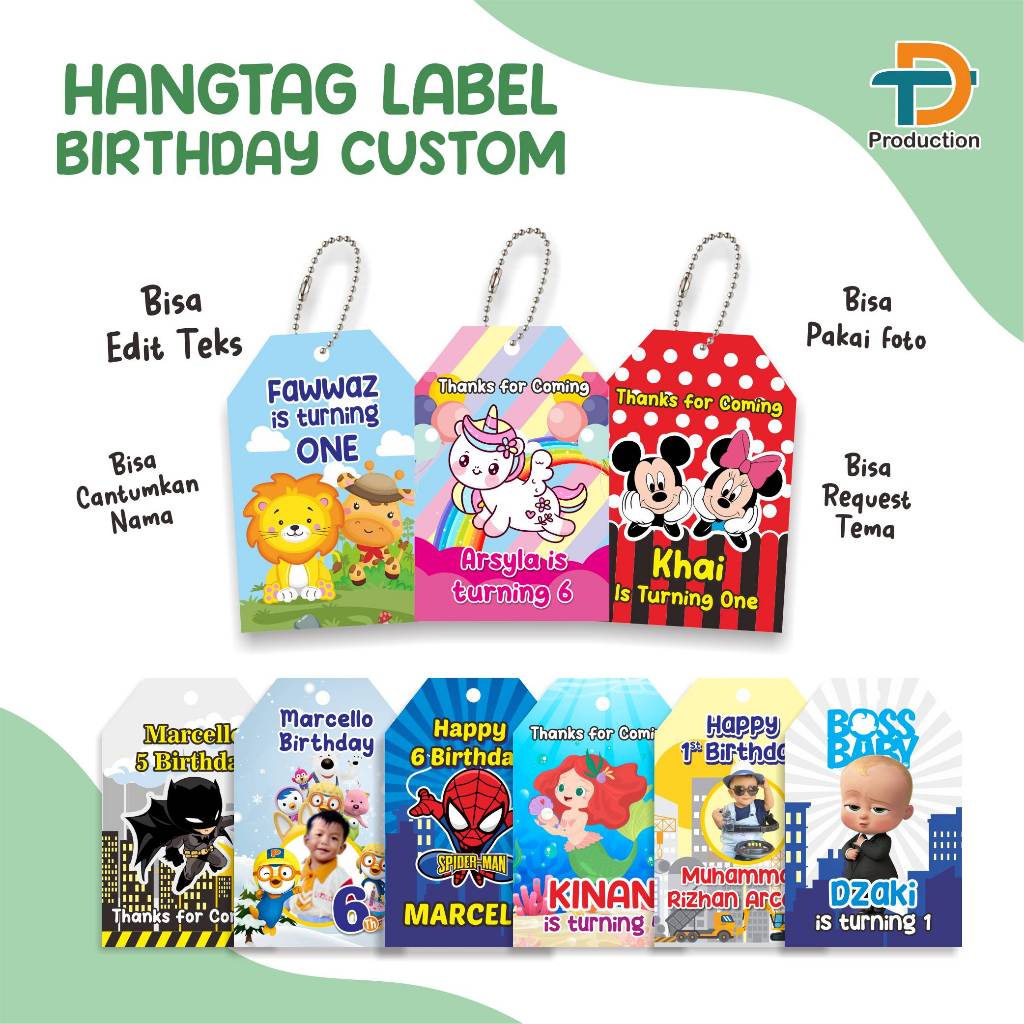 (isi 25pcs) Custom Hangtag Label Kartu Ucapan Ulangtahun Aqiqah Tedak Siten Souvenir