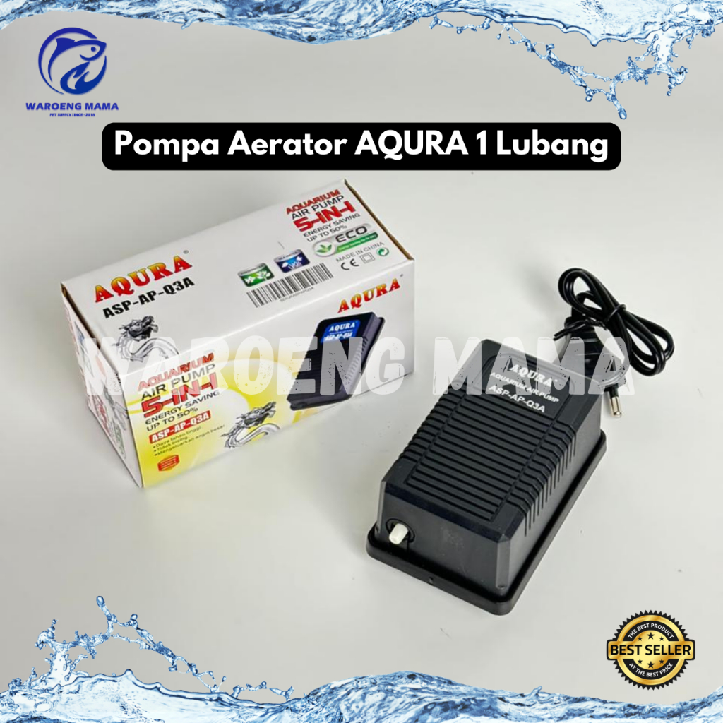 Aerator AQURA ASP AP Q3A mesin pompa aerator gelembung udara aquarium 1 lubang