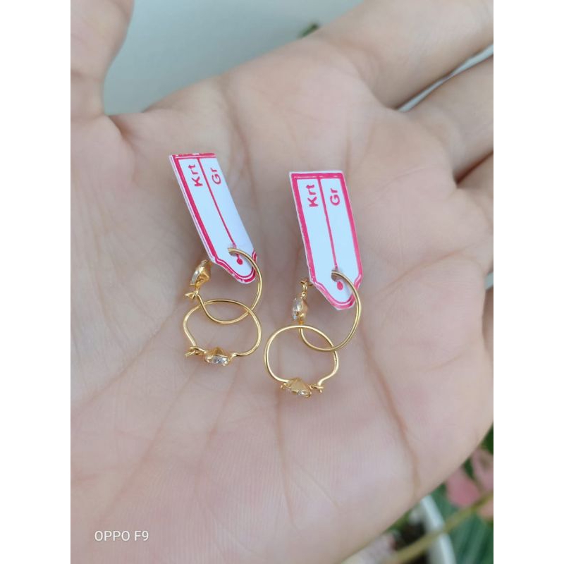 anting bayi perak lapis emas 22k