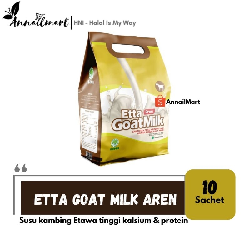 

Etta Goat Milk Aren 10 Sachet HNI HPAI EGM Susu Kambing Etawa Rasa Gula Aren