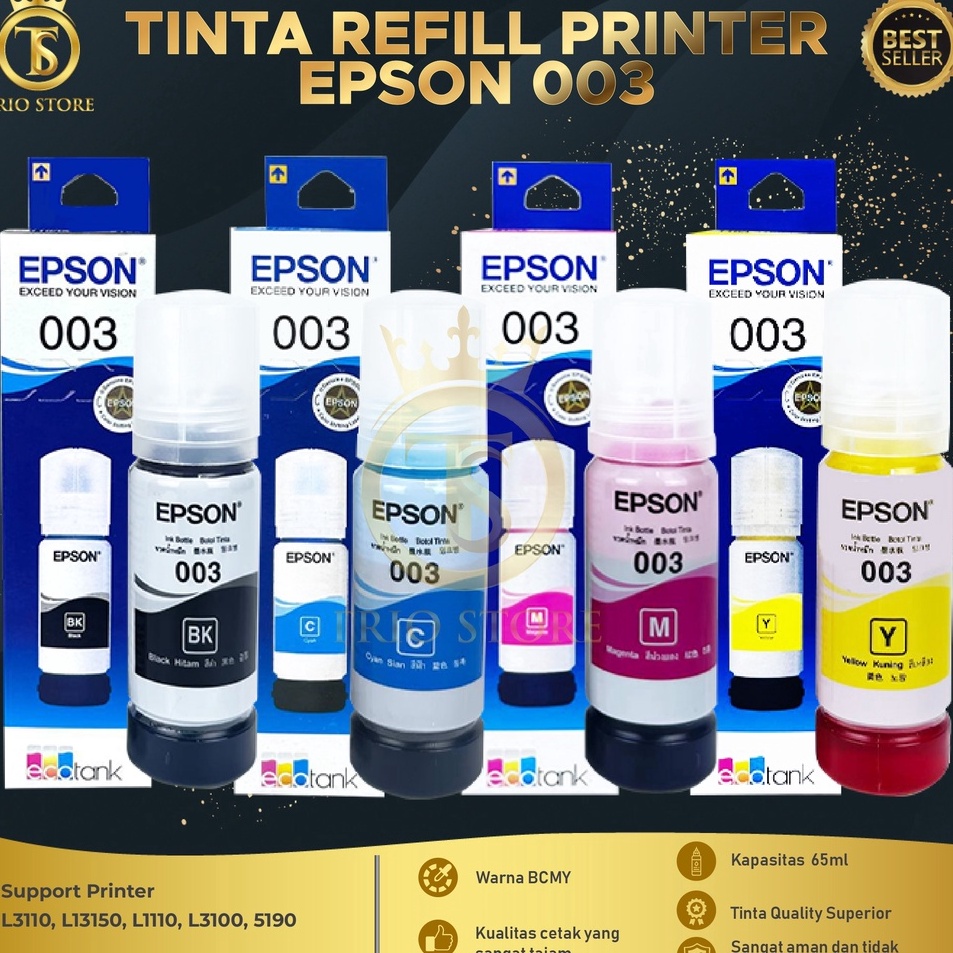 Terbaru Tinta Epson 003 For Printer L1110 L5190 L3150 L3110 L3100 L3101 Sale