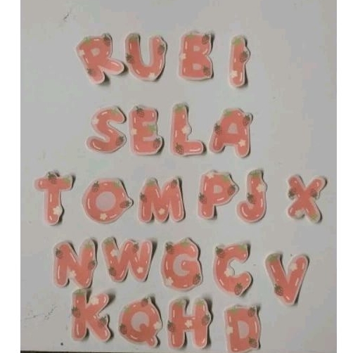 

sticker abc stroberi warna peach cute isi 26 pcs cantik