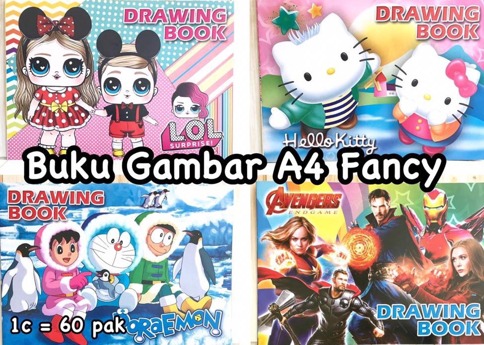 

62 (10 pcs) Buku gambar fancy A4 (1 pak isi 10 pcs) 93