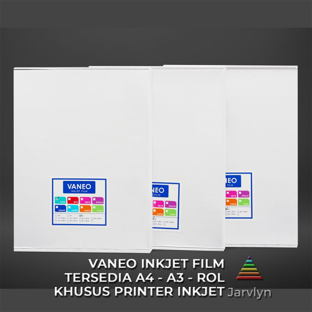 

JARVLYN - VANEO INKJET FILM KHUSUS PRINTER TINTA SEMUA MERK UK A3 A3+ BENING TRANSPARAN TAJAM PEKAT