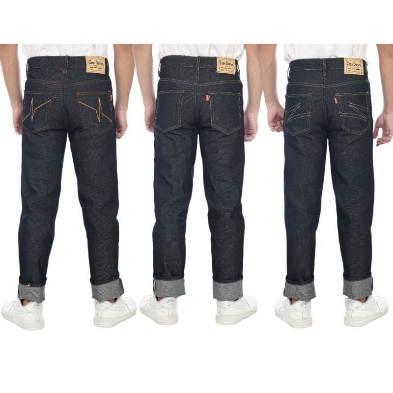 ZEON CELANA DENIM SELVDEGE 15OZ ACCENT AKIRA BLACKINDIGO X RED