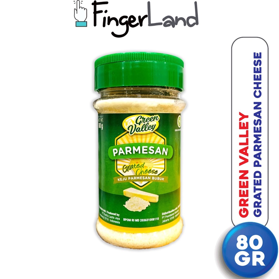 

Dijual Murah!! GREEN VALLEY Grated Parmesan Cheese 80 gram Keju Parmesan Parut 40