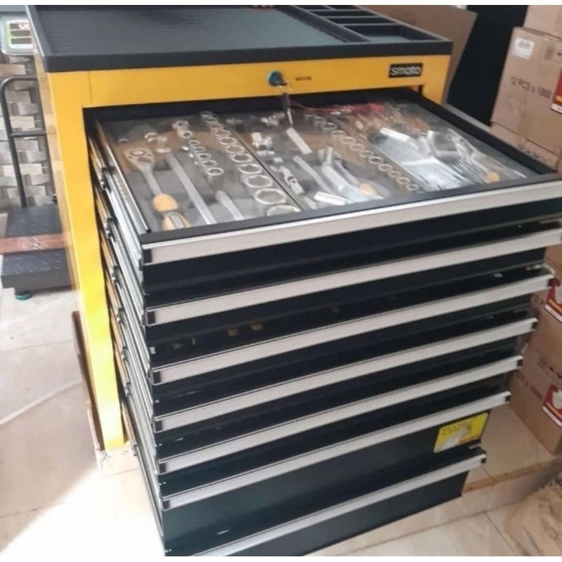 tool kit set trolly 7 susun + kunci 221 pcs tool box cabinet SAMATO Lemari