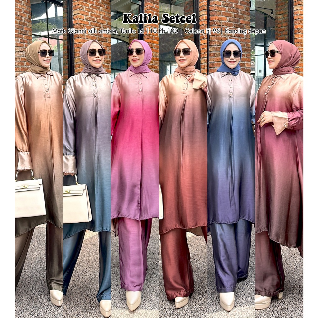 Zahira1808 Set Tunik Kalila Set ORI Zahira1808 Store Bahan DiorSilk Ombre Best Seller Real Pict