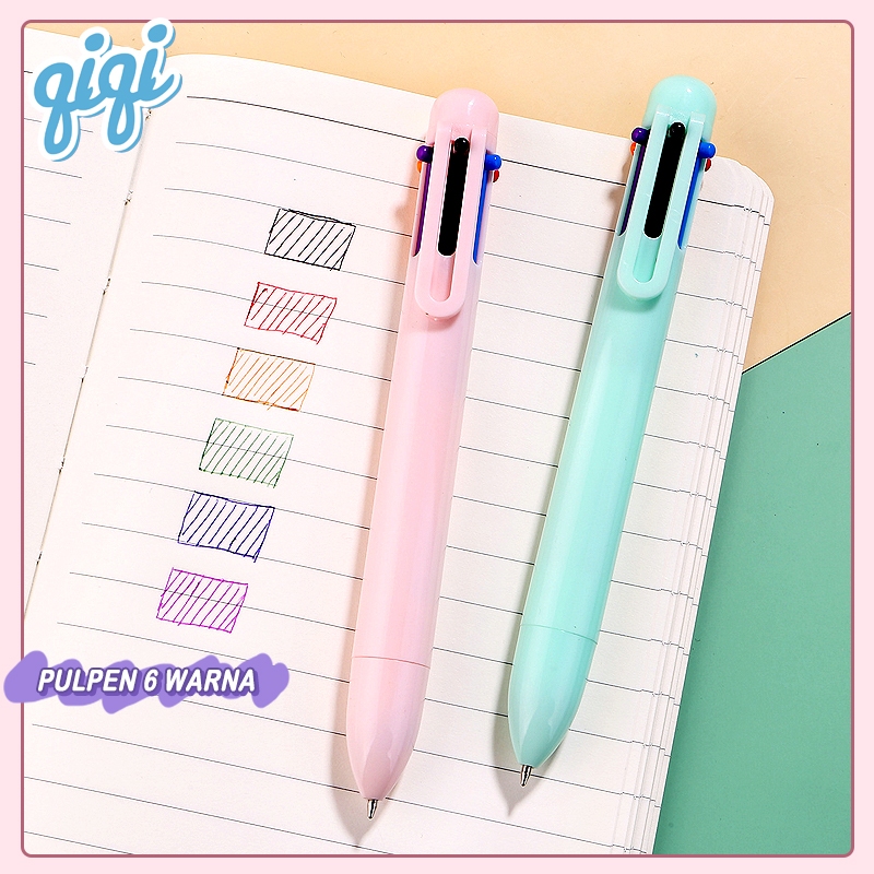 

Pena mekanik 6 warna Macaron Pulpen warna warni Pulpen multicolor Pulpen lucu/Pulpen Ballpoint 6 warna/bolpoin warna - Qiqi Treasure