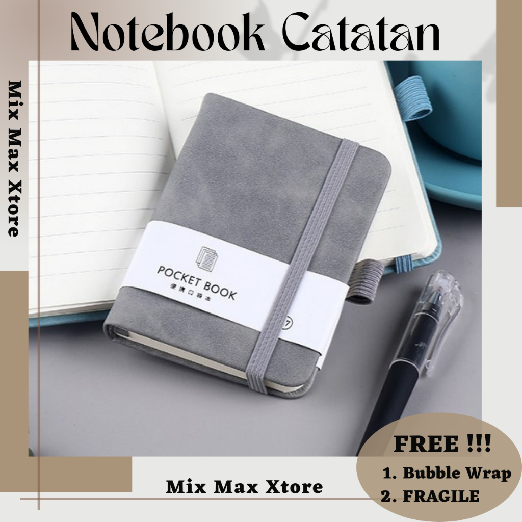 

TaffHOME Buku Catatan Harian Notebook with Strap Ledger Pen Holder A7 - Gray