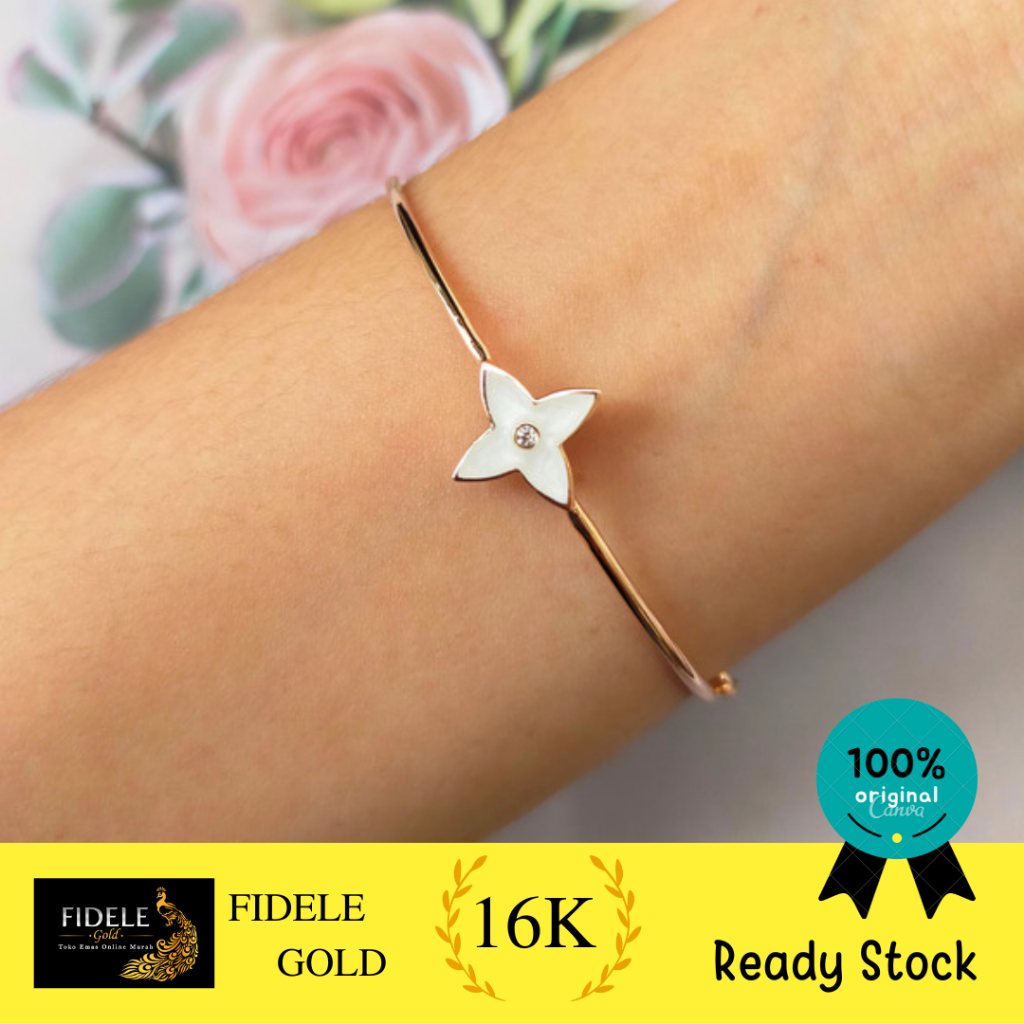 Gelang emas asli vc putih vancleef clover gelang emas 700