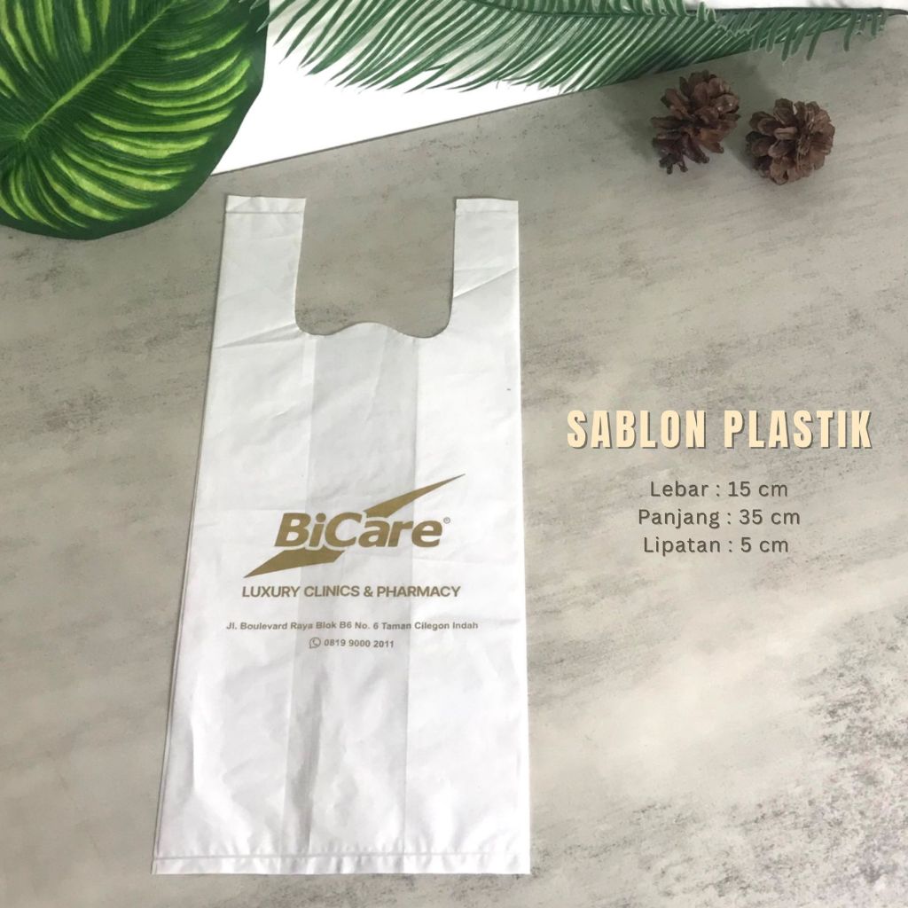 Sablon Kantong Plastik Kresek Putih HD Super uk 15 Murah - 1000 pcs