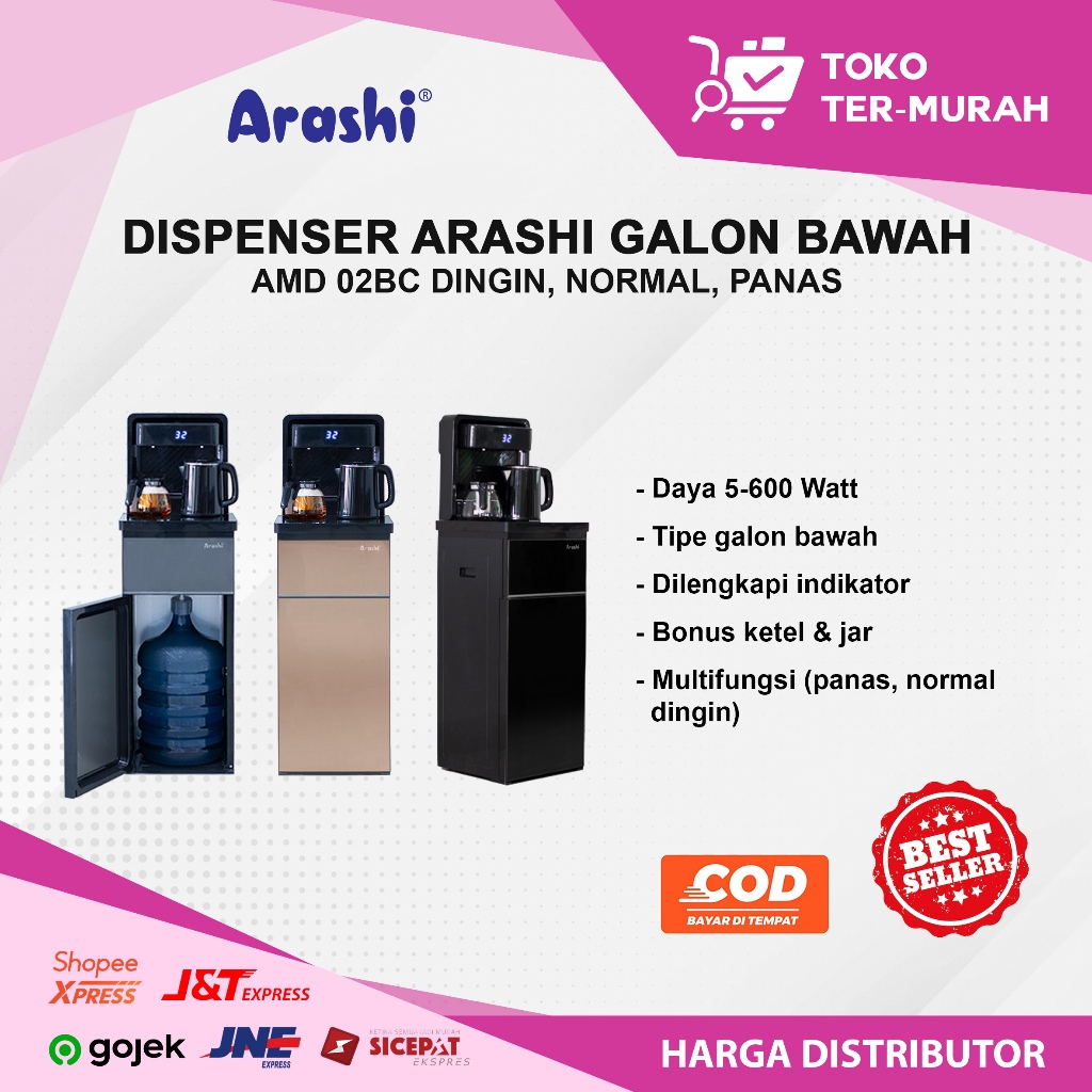 DISPENSER ARASHI GALON  BAWAH AMD 02BC DINGIN, NORMAL, PANAS