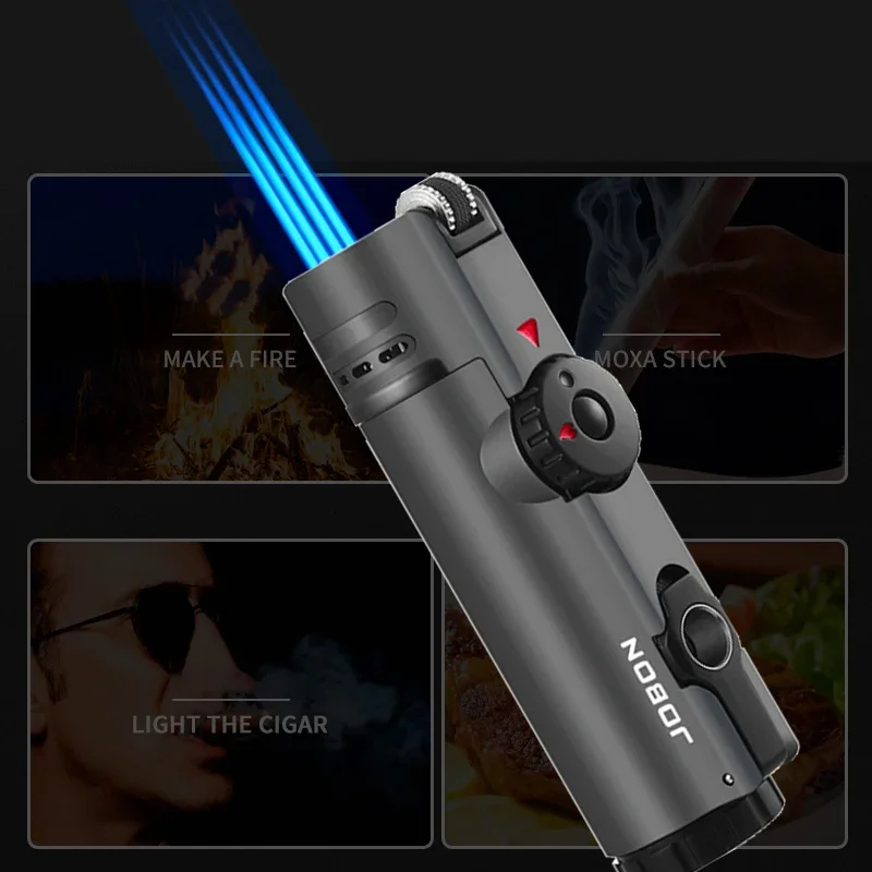 JOBON Korek Api Gas Butane Bara 4 Kepala Anti Angin Anti Four Head Blue Flame Lighter Windproof