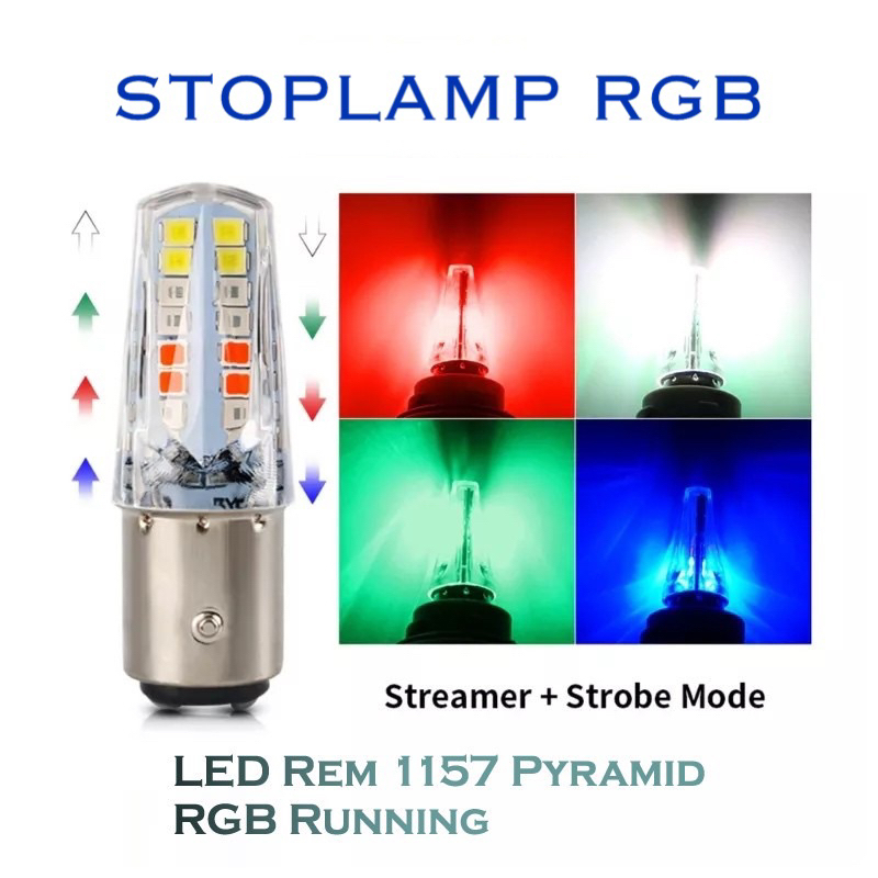 Lampu Stop Belakang Motor LED 32 Mata 1157 RGB Running Senja Rem Kedip Universal 12V PNP Beat Mio Su