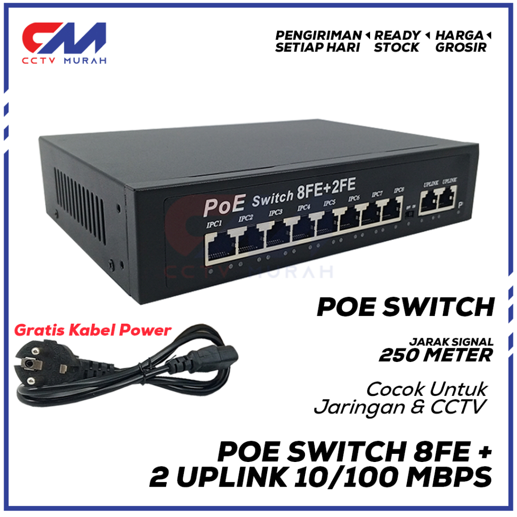 PoE Switch 8 Port 2 Uplink 10/100Mbps, Smart Poe Switch 8 Port