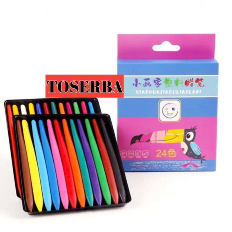 

Krayon Segitiga Isi 24 Pcs,Anti Air Waterproof Crayon