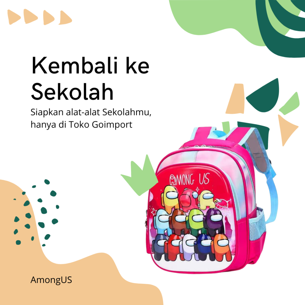 Tas sekolah anak laki laki perempuan tk paud sd kelas 1 import anti air korea style original