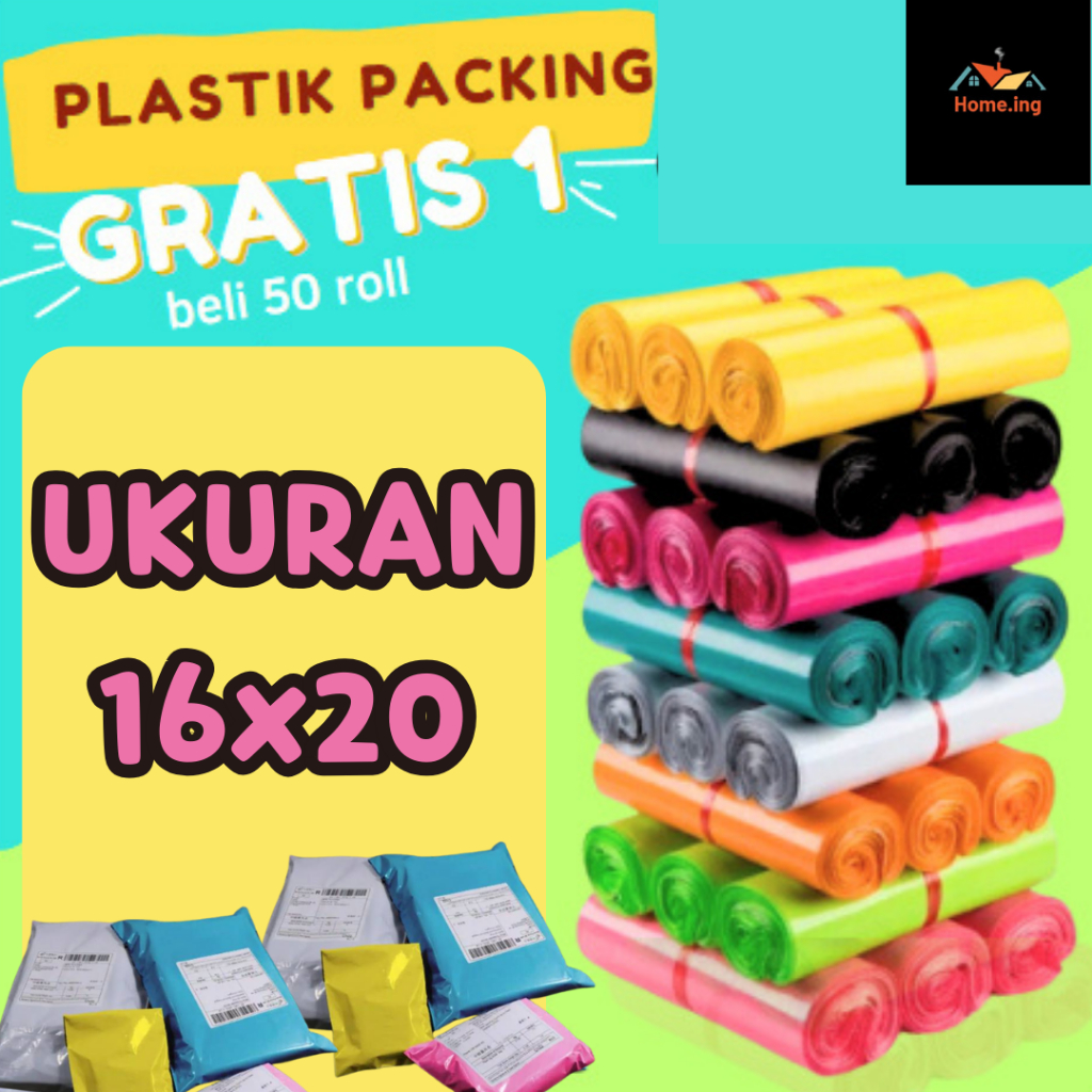 

(16x20cm) Plastik Polymailer isi 100 pcs Kantong Plastik Packing Polymailer Warna-Warni/ Plastik Packing Olshop Glossy Ada Lem Perekat/ 1 Rol plastik 100 lembarl by HOMEING