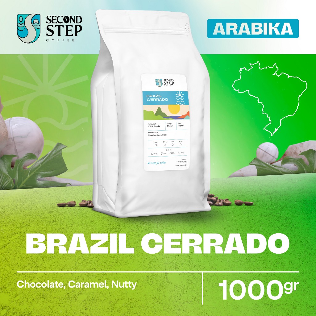 

Kopi Arabika Brazil Cerrado Arabica Coffee Beans 1Kg Coffe Biji Bubuk