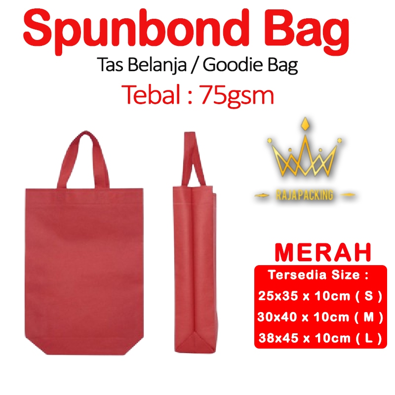 

Spunbond Goodie Bag Tas Belanja Model Tali Handle Kantong Kain MERAH