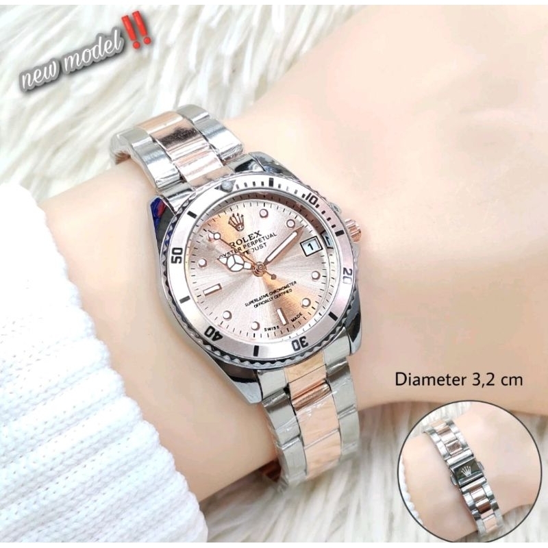 jam tangan wanita ROLEX New Rantai Ring putar body bulat