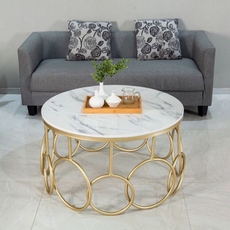 Meja Tamu Bulat Marmer Import / Coffee Table Marble / Meja Marmer - Marmer Cream