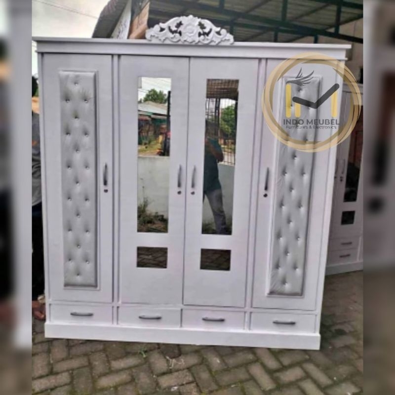 LEMARI PAKAIAN KAYU MULTIPLEK 4 PINTU BISA JUGA LEMARI HANTARAN PERNIKAHAN