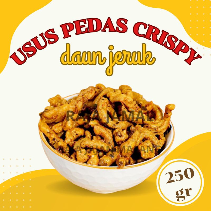 

RAJA JAJAN MALANG | USUS PEDAS CRISPY DAUN JERUK 250 GRAM | SNACK PEDAS