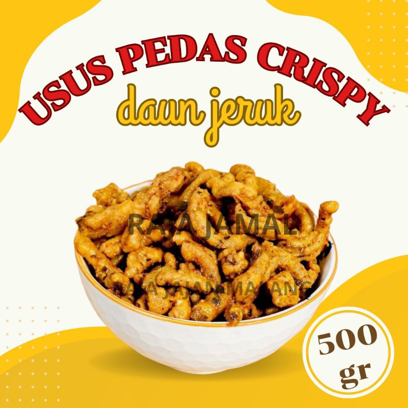 

RAJA JAJAN MALNG | USUS PEDAS CRISPY DAUN JERUK 500 GR | SNACK PEDAS