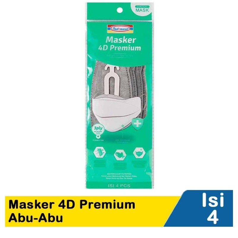 Indomaret Masker 4D Premium 4'S Abu-Abu
