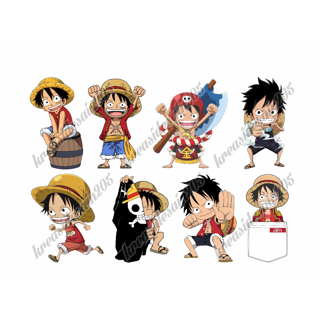 

isi 8pcs stiker one piece/topi jerami/Monkey D. Luffy/stiker anime /stiker laptop /stiker hp /stiker kulkas / stiker chibi /stiker motor