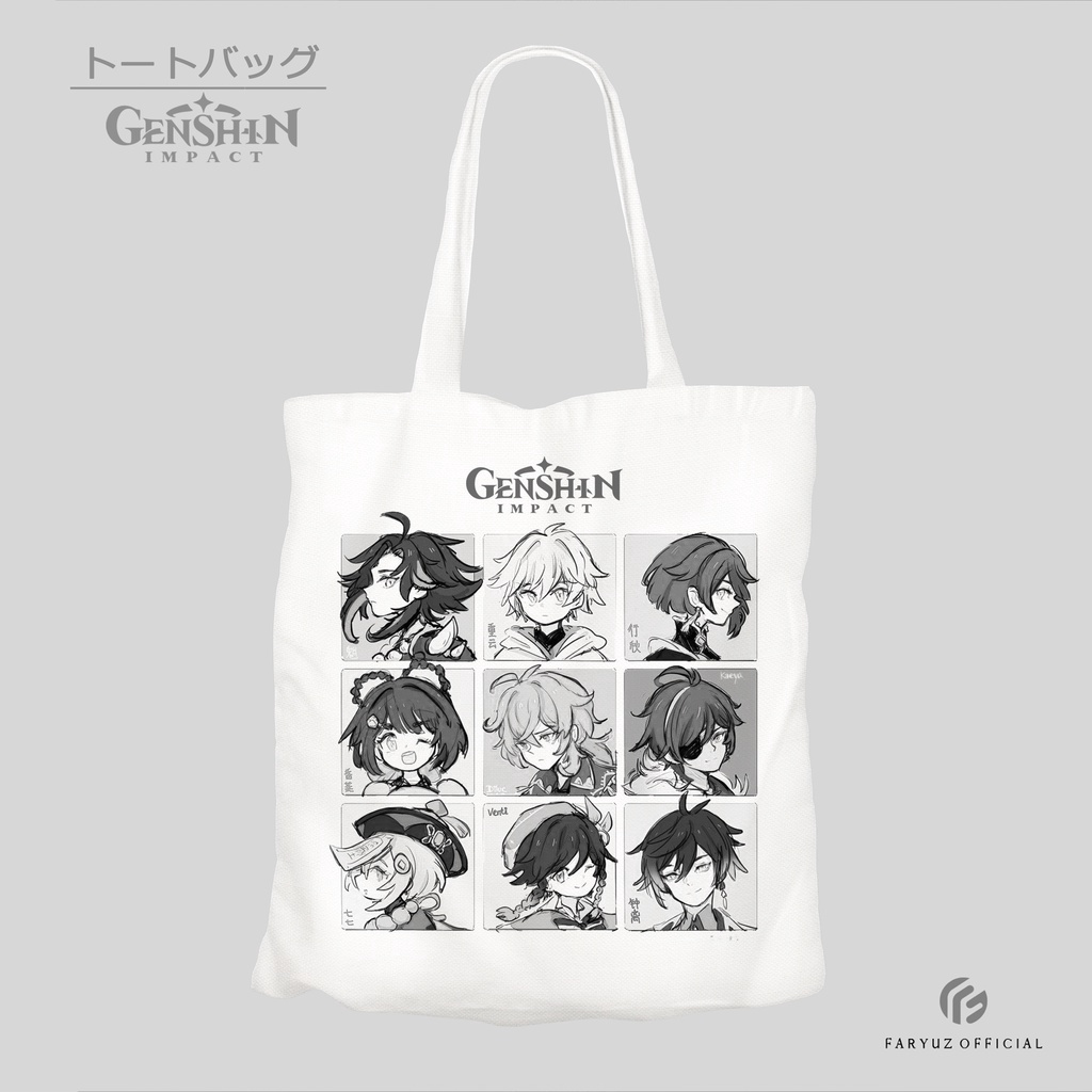 Terbaik Totebag Karakter Game Genshin impact Tote Bag Kanvas Tebal Pria Wanita Custom Ukuran 41x30 c