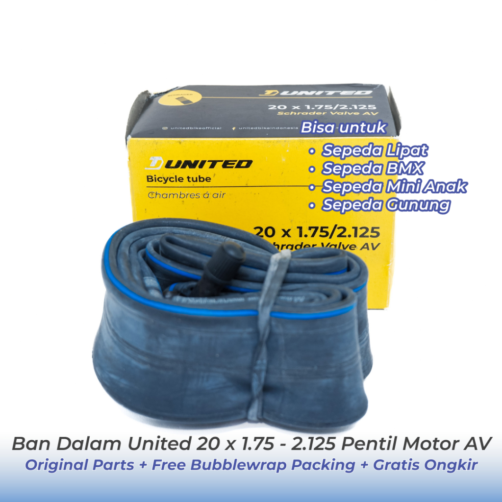 Ban Dalam Sepeda United 20 x 1.75 1.90 1.95 2.00 2.10 2.125 Pentil AV KS Bike Cirebon Ban Dalam Sepe