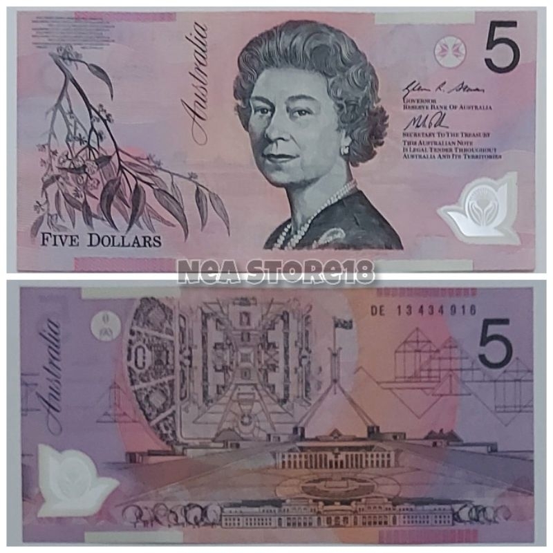 Souvenir Hadiah Uang Kuno Australia 5 Dolar Old Series Polymer