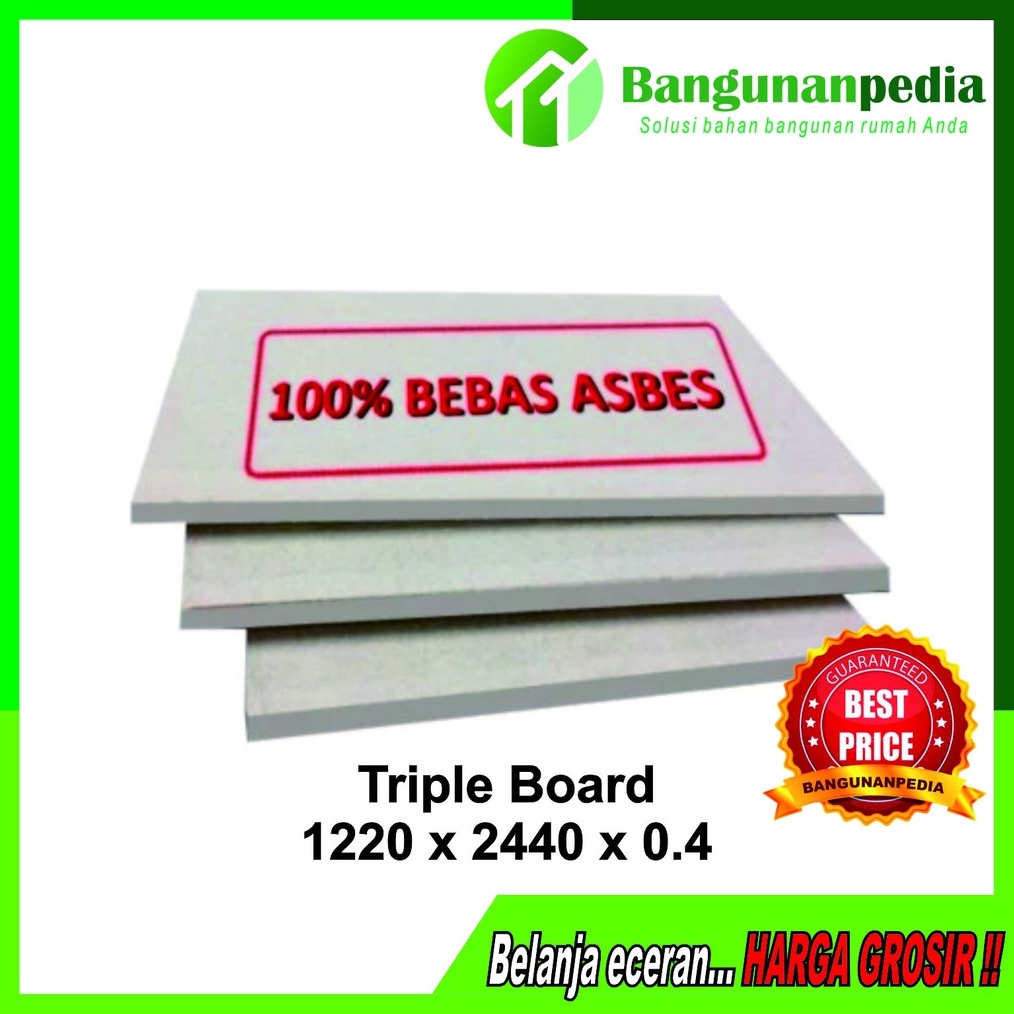 ✨Mall✨ Semen board papan semen merek TRIPLE Board 3,5mm 1220mm x 2440mm GRC (Full) serbuuu 