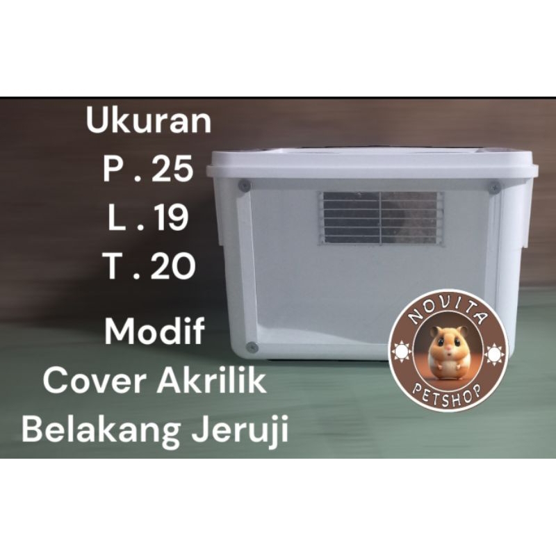 kandang hamster box akrilil belakang jeruji (campina original)