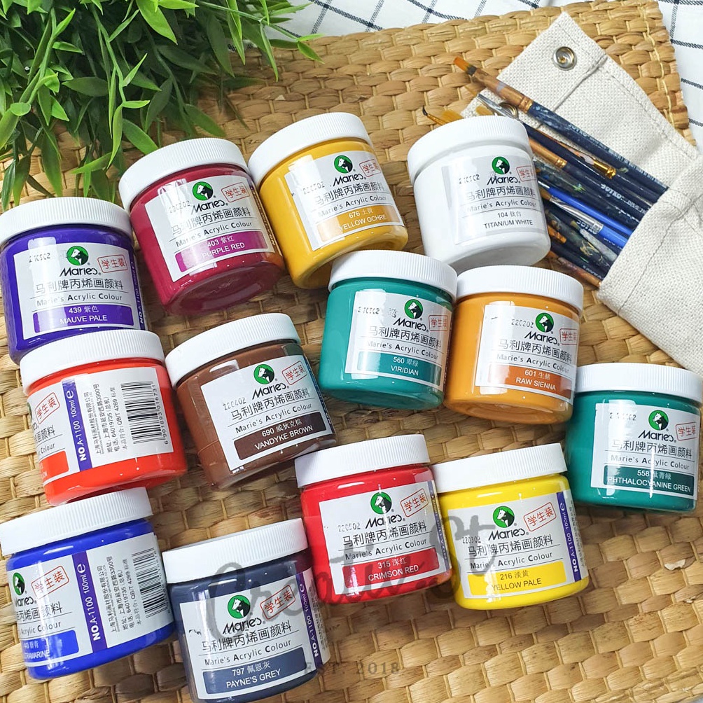 

[✢X59$] Maries Acrylic Paint 100 ml Acrylic Colour Satuan Cat Lukis Akrilik In Sale