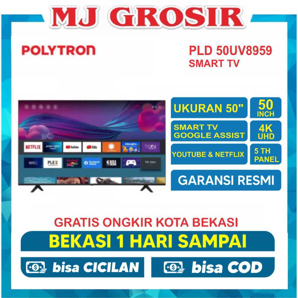 PROMO LED TV POLYTRON 50" 50UV5920 50 INCH USB MOVIE HDMI SMART TV UHD