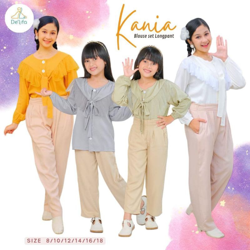 DE'LIFA | Setelan Panjang Blouse Anak Perempuan | One Set Kania Delifa | Set Rayon | Twill | Blouse 