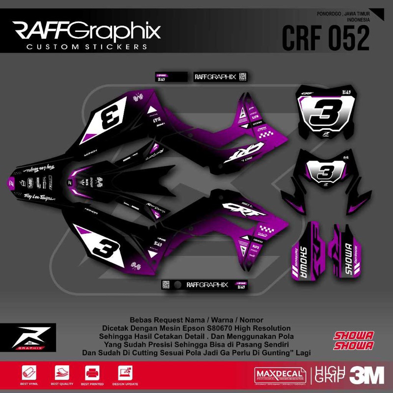decal sticker crf 150l- decal crf terbaru- sticker crf warna ungu- crf 150l -crf 052