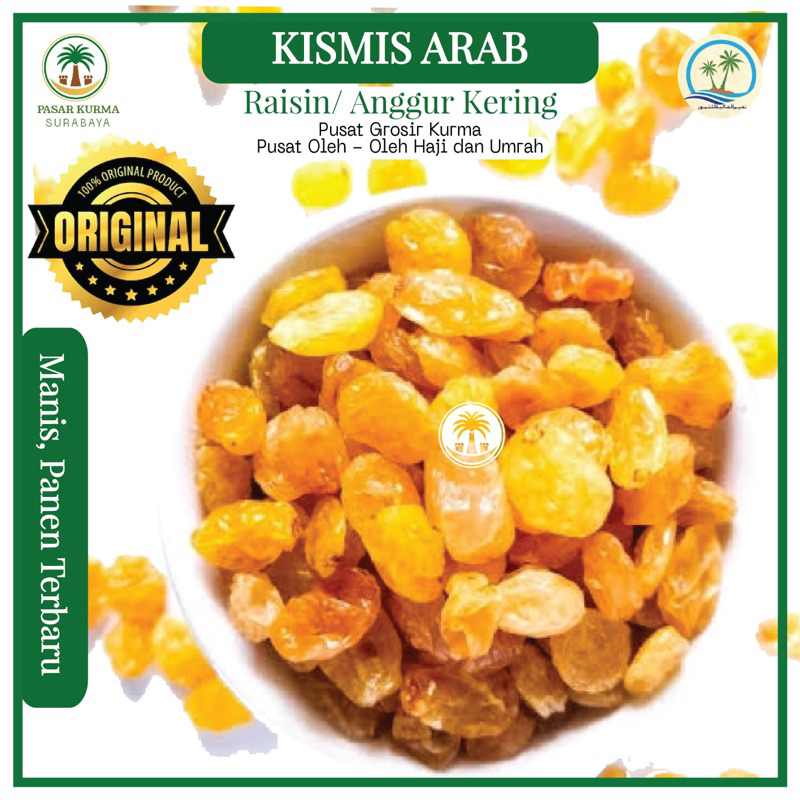 

Kismis Arab Raisin 1Kg Jumbo Asam Manis LONG SIZE India Kuning