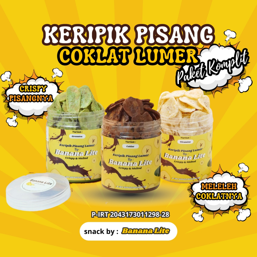 

Keripik Pisang Coklat Lumer Aneka Rasa 750 gram Paket Hemat 3 Toples | Keripik Pisang Coklat Lumer Snack Cemilan Viral Bananachips