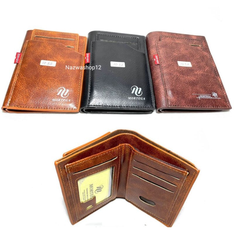 (COD) Dompet Prial Mortega Lipat Tanggung, Dompet pria kulit tanggung.