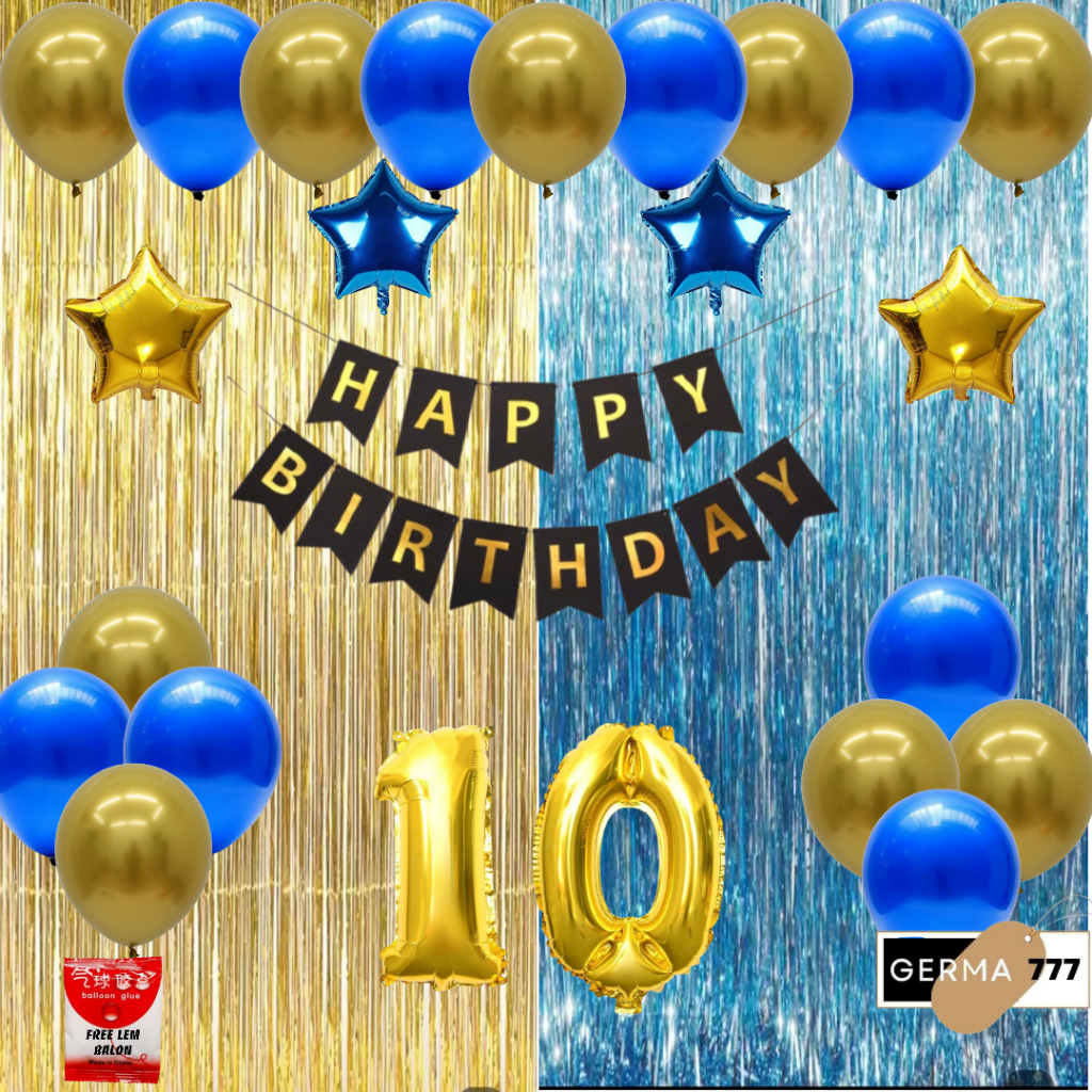 Paket Set Dekorasi Ulang Tahun Anak Cewek Cowok Dekor Ultah Happy Birthday Simple