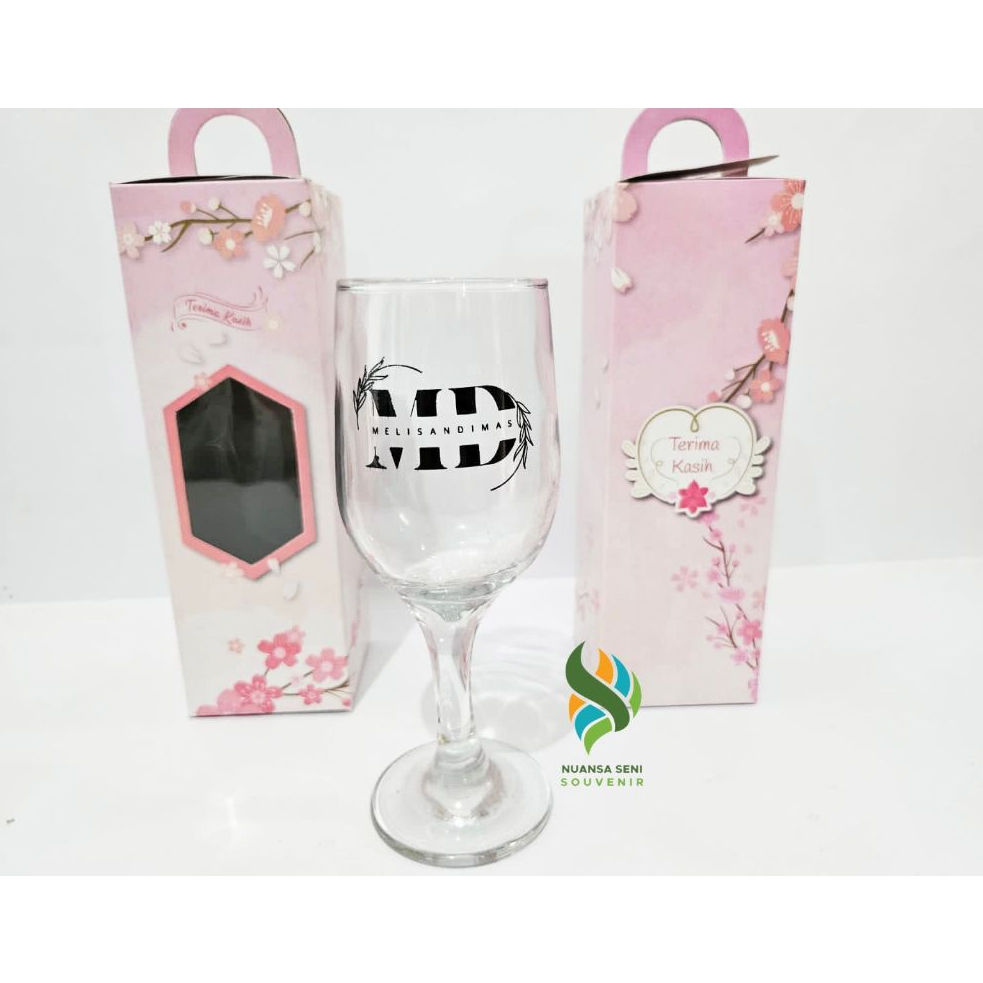 Suvenir Gelas Wine Kaca Estetik Gelas Stemware Atlanta Cup Cangkir Minum Cafe Mug Jus Kaca Sablon