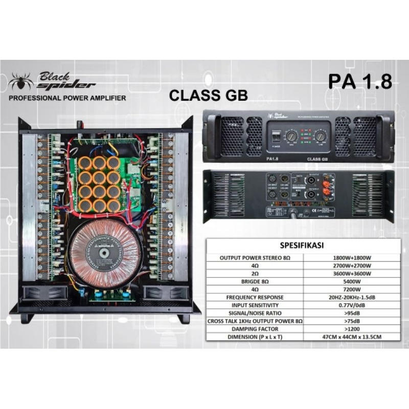Power Amplifier BLACK SPIDER PA1 8 PA 1.8 Class GB ORIGINAL