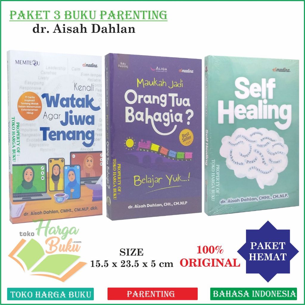 Foto Paket Buku Maukah Jadi Orang Tua Bahagia ? Karya dr Aisyah Dahlan Buku Islamic Parenting Orangtua Bapak Ibu Ayah Mamah dan Anak Penerbit Pustaka Elmadina